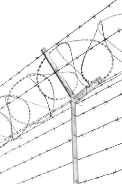 Umman barbwire içinde arka plan ve bulutlu gökyüzü