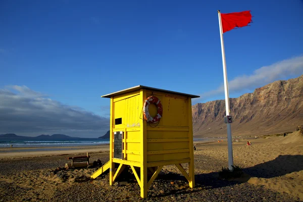 Rote Flagge Wasser Rettungsschwimmer Stuhl Kabine Strand Moschusteich Küste — Stockfoto