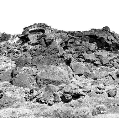 gökyüzü santorini Avrupa Yunanistan ve kuru bush yalnız kaya