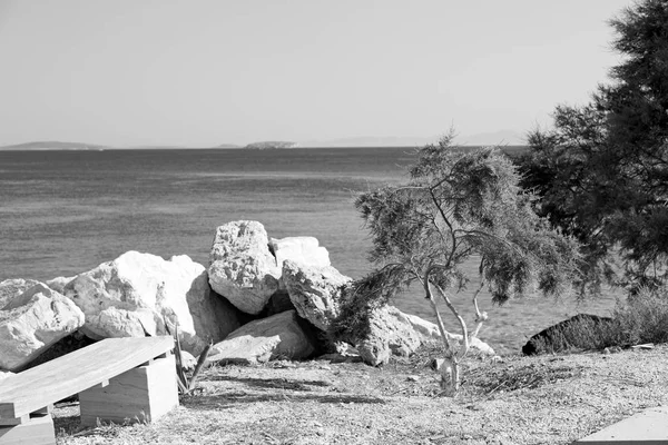 Cielo y mar en la isla de Grecia santorini ocea mediterránea —  Fotos de Stock