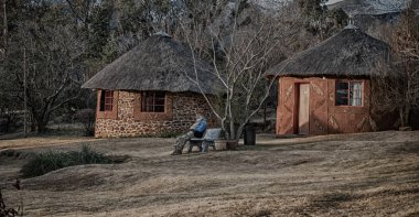  Lesotho sokak köyde mountain yakınındaki  