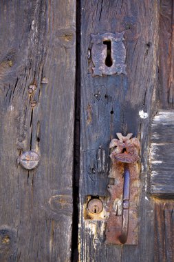 tokmağı İspanya kale kilit lanzarote soyut kapı ahşap kahverengi