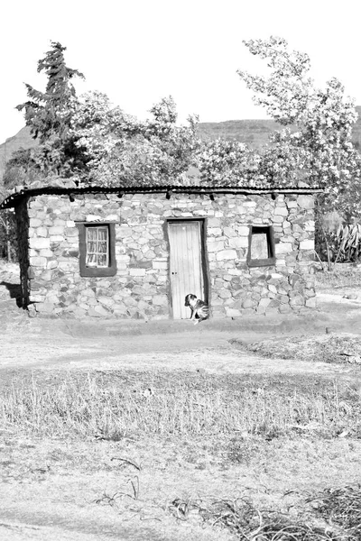 En la calle lesotho pueblo cerca de la montaña —  Fotos de Stock