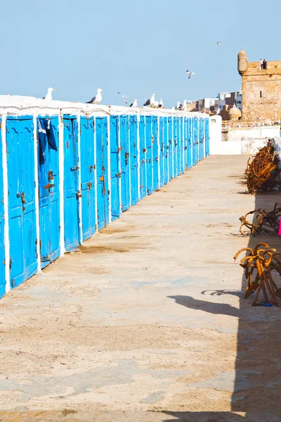 아프리카 모로코 오래 된 항구 나무 문에 푸른 하늘 — 스톡 사진