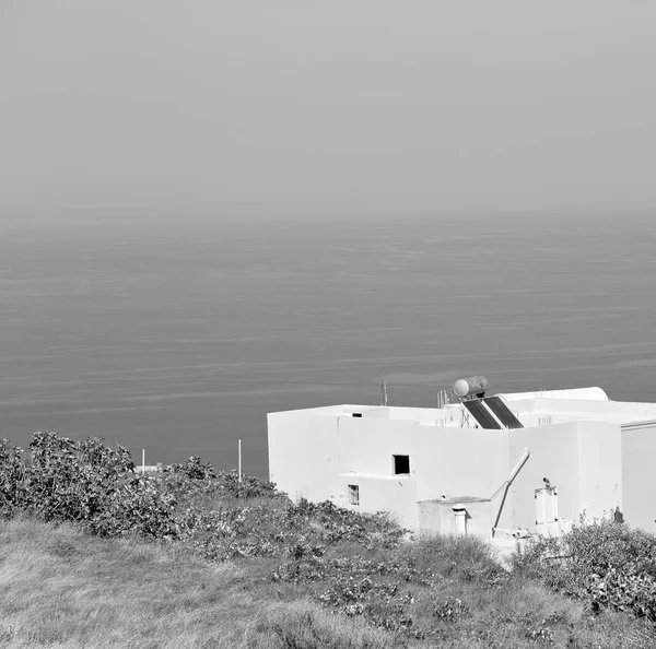 Mar na arquitetura europa ciclades santorini cidade velha branco — Fotografia de Stock