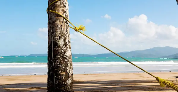 Ett rep från en hängmatta nära stranden — Stockfoto