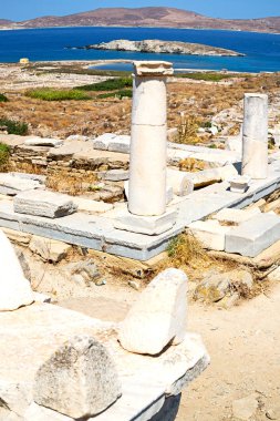 Bush delos Yunanistan historycal Akropolis ve yobaz oturmak