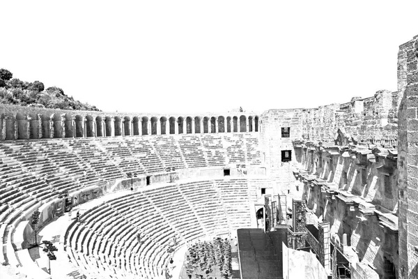 アスペンドス、古い劇場抽象化のためのトルコ ヨーロッパで割れて — ストック写真