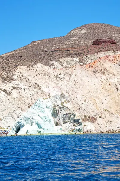 Van de boot zee en hemel in Middellandse Zee santorini Griekenland — Stockfoto