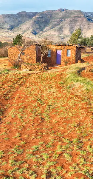 In lesotho  street village near  mountain — Stock Photo, Image