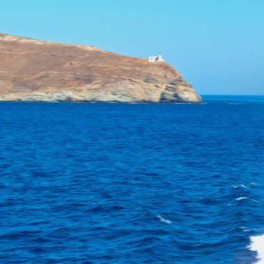 Akdeniz se tekne adalarından köpük ve köpük Yunanistan
