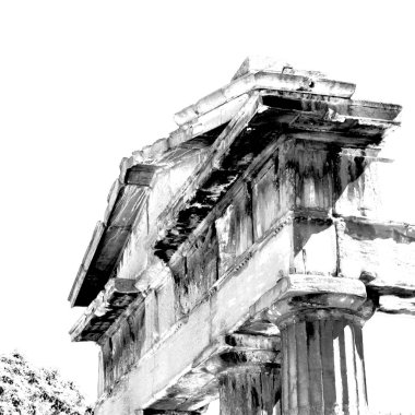 Avrupa'nın eski towert ve mermer tuğla Atina Akropol ve gökyüzü