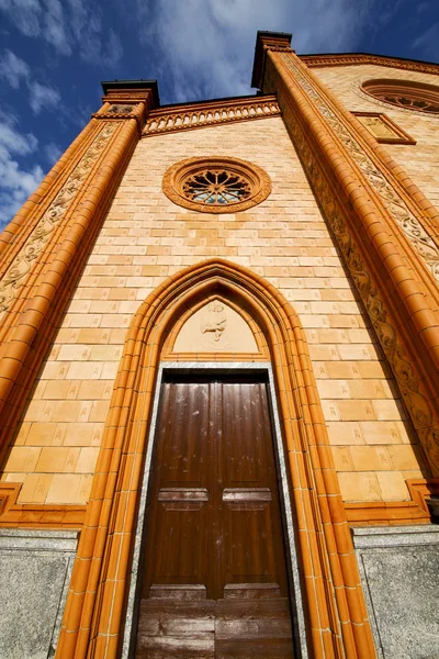 Villa cortese    church  varese  the sunny daY rose window — Stock Photo, Image