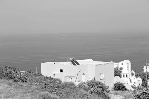 Sea  in architecture    europe cyclades santorini old town white — Stock Photo, Image