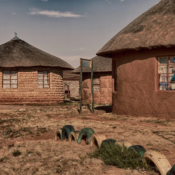 In lesotho  street village near   mountain Royalty Free Stock Photos