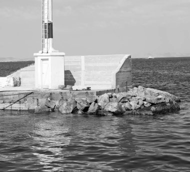 Deniz feneri Yunanistan Adası santorini Avrupa tekne liman ve pasta
