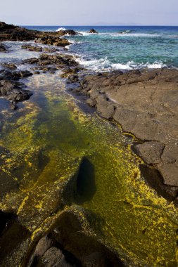 köpük kıyı şeridi lanzarote İspanya rock taş gökyüzü ve yaz 