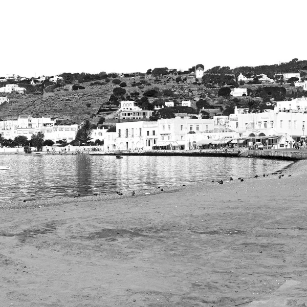 Velha história em ciclades ilha porto e barco santorini naksos — Fotografia de Stock