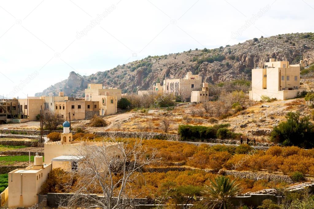 in oman mountain the old abandoned village arch    house and  cl