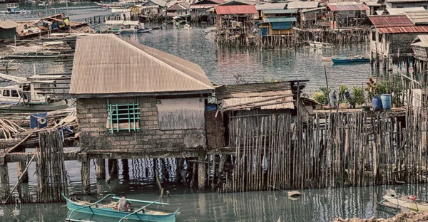 Blur Philippine Casa Favela Para Pessoas Pobres Conceito Pobreza Degradação — Fotografia de Stock