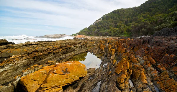 Wazig Zuid Afrika Hemel Oceaan Tsitsikamma Reservaat Natuur Rots — Stockfoto