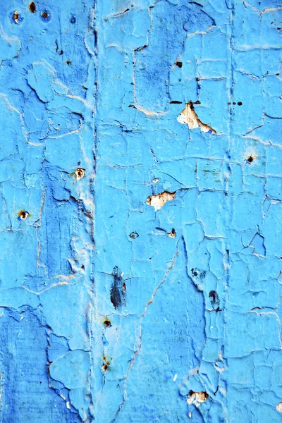 Farbe Der Blauen Holztür Und Rostiger Nagel — Stockfoto