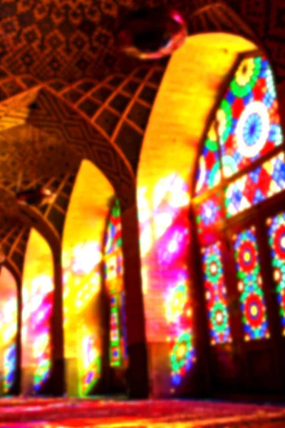 Iran Färger Oskärpa Från Windows Gamla Moskén Traditionella Natursköna Ljuset — Stockfoto