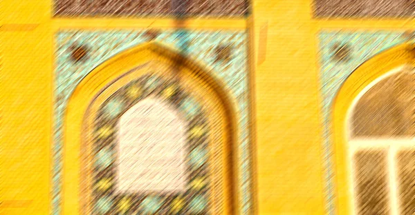 In iran  and old antique mosque    minaret — Stock Photo, Image