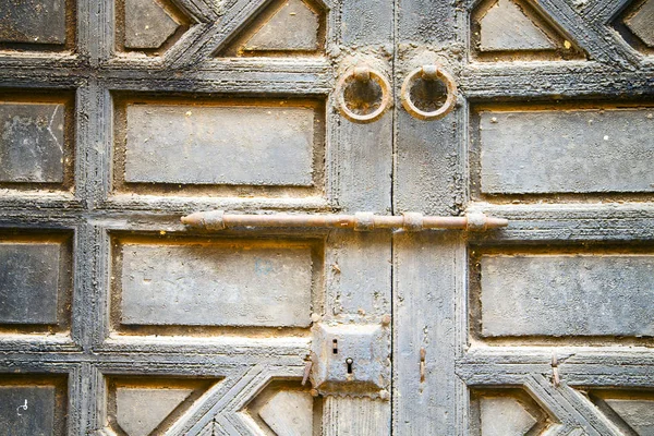 Vista Vicino Della Vecchia Facciata Legno Lucchetto Sicurezza Arrugginito — Foto Stock