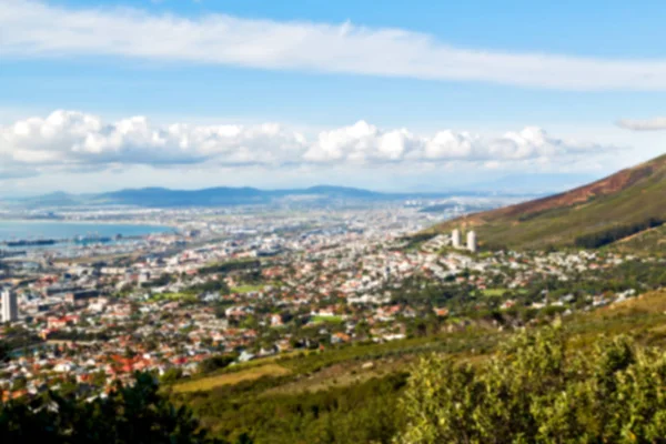 Rozmycie Rpa Cape Town Panoramę Miasta Tabeli Góry Niebo Ocean — Zdjęcie stockowe