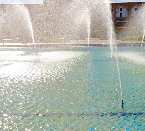 Iran Old Square Mosque Fountain Water Backlight — Stock Photo, Image