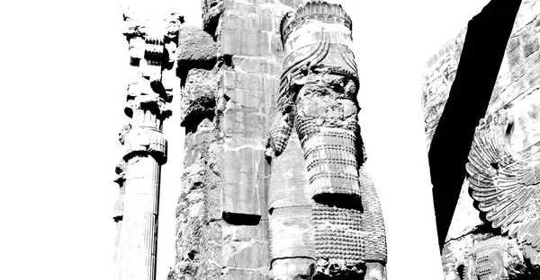 Elmosódott Irán Persepolis Régi Romok Történelmi Úti Cél Emlékművek Rui — Stock Fotó