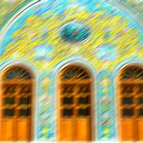 Sfocatura Iran Vecchio Fiore Decorativo Piastrelle Antica Moschea Come Sfondo — Foto Stock