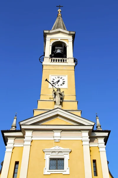 Cislago abstrato velho o sol de sino de parede e torre de igreja — Fotografia de Stock