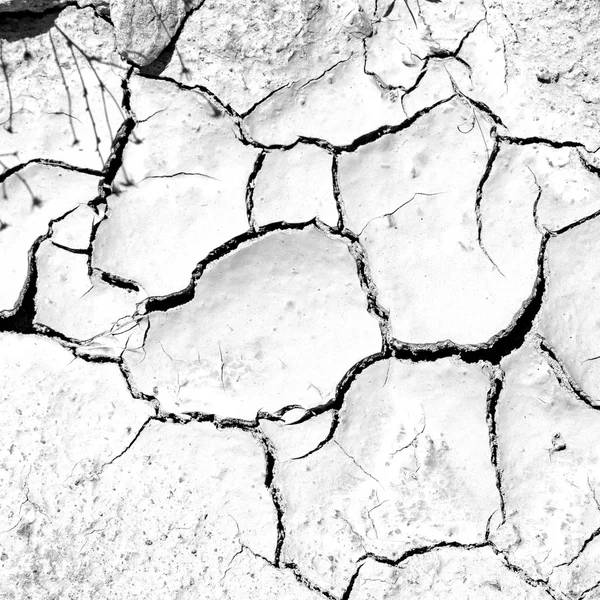 Blanco Negro Plano Plano Tierra Seca Desierto Oman Frotar Khali —  Fotos de Stock
