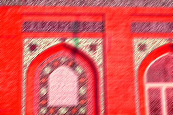 Blur Iran Old Antique Mosque Minaret Religion Persian Architectur — Stock Photo, Image