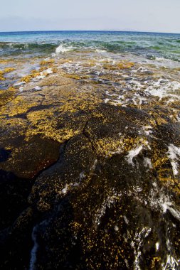 lanzarote Adası köpük rock İspanya Peyzaj taş gökyüzü bulutlu beach ışık suya  