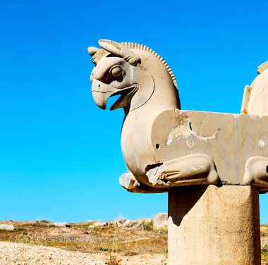 İran Persepolis 'inde eski kalıntılar tarihi anıtlar ve rui