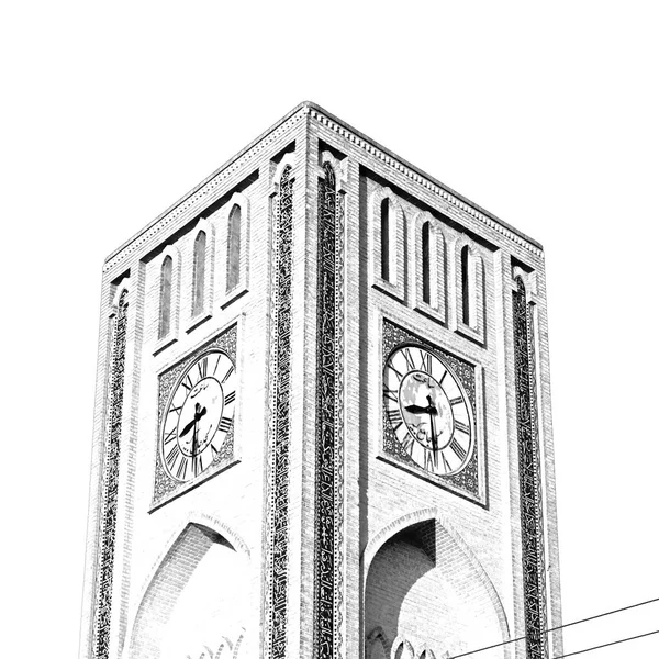 In iran  antique    clock   tower — Stock Photo, Image