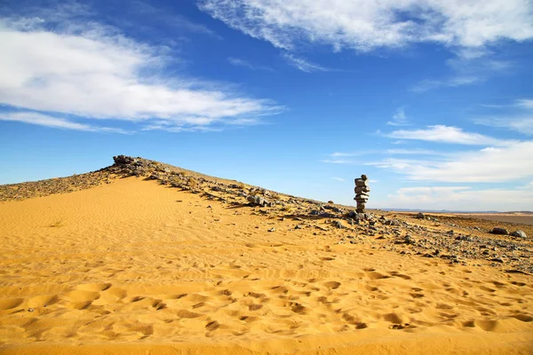 Viejo fósil en el desierto pie piedra cielo — Foto de Stock