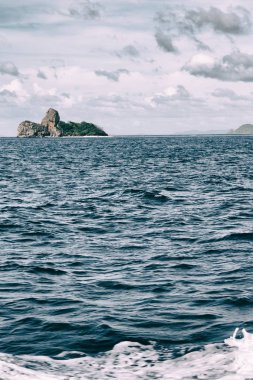   Tekne ve Pasifik Okyanusu görünümünden   