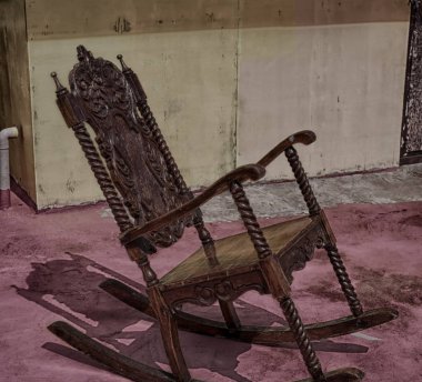 in  philippines old dirty terrace whith rocking chair empty clipart