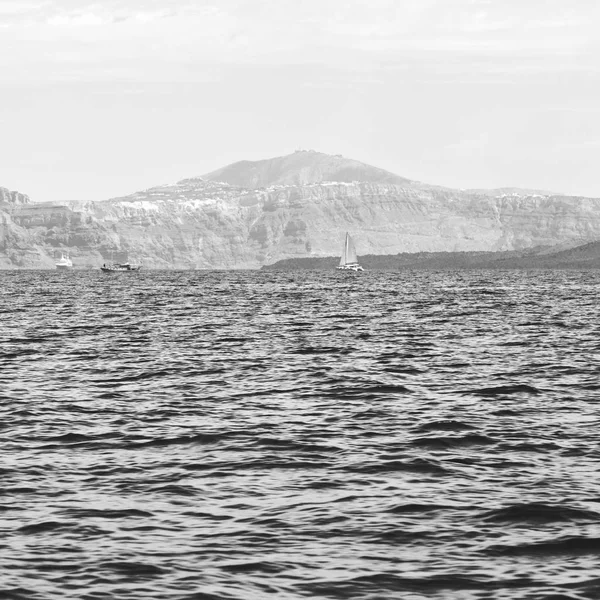 Budynek z jednej łodzi w Europie hou wyspa santorini Grecja — Zdjęcie stockowe