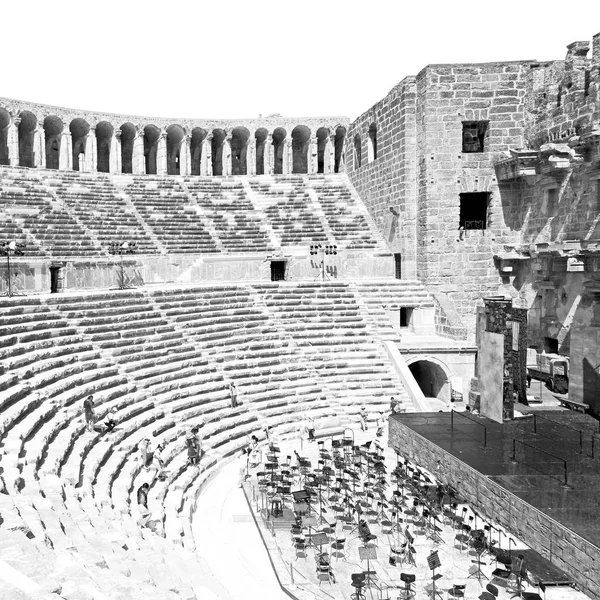 Dinde Europe Aspendos Vieux Théâtre Texture Abstraite Étape Gris — Photo