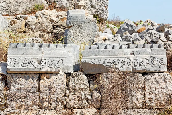 Arbusto portão coluna velha templo romano — Fotografia de Stock