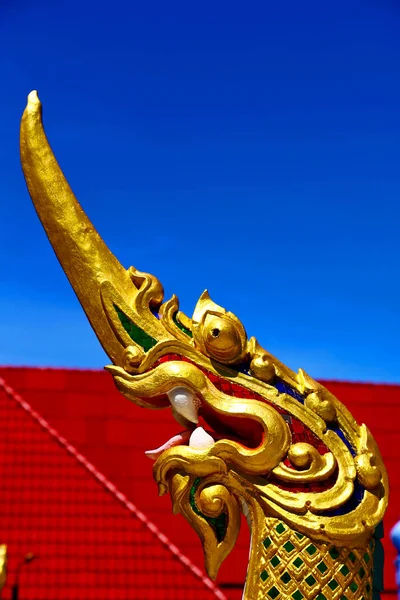 Dragón tailandia incisión del templo de oro buddha —  Fotos de Stock