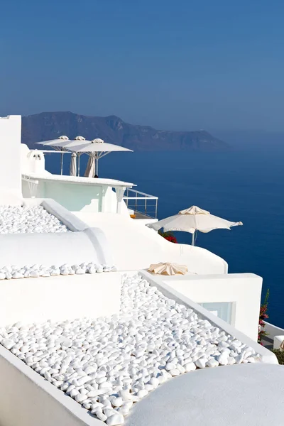 In vacation    europe cyclades santorini old town white and the — Stock Photo, Image