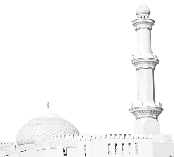 W oman, muscat stary minaret Meczetu i religia w czyste niebo — Zdjęcie stockowe