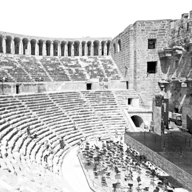 Türkiye'nin Avrupa aspendos eski tiyatro soyut doku adım ve gri