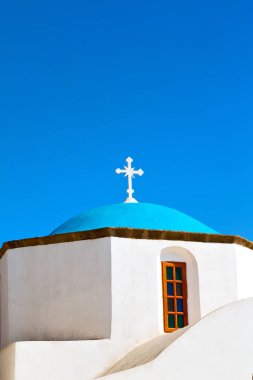 Santorini Yunanistan eski yapılar ve gökyüzü
